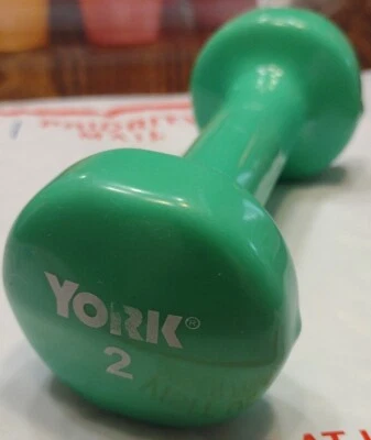 2 Pound York Green Soft Touch Rubber Coated Barbell Dumbbell Weight Single One - Image 1 of 3