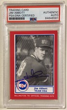 1987 Pan Am Red BDK JIM ABBOTT Signed Rookie Baseball Card #25 PSA/DNA Angels