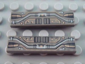 LEGO Lote de 2 Azulejos Espaciales Mecánicos Gris Oscuro 1x4 - Imagen 1 de 1