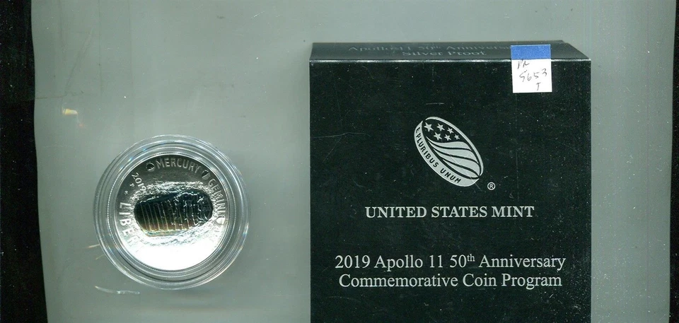 2019 P APOLLO 11 SILVER COMMEMORATIVE DOLLAR PROOF COIN ORIGINAL BOX + COA 5653 - Image 1 of 1