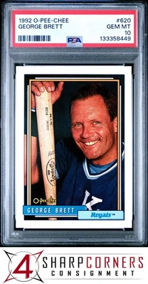 1992 O-PEE-CHEE #620 GEORGE BRETT ROYALS HOF PSA 10 - Image 1 of 3