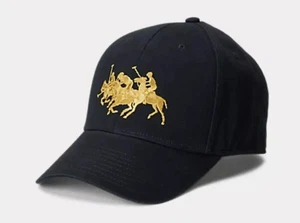 NWT Polo Ralph Lauren Lunar New Year Twill Ball Cap Triple Pony #3 Black Gold - Picture 1 of 4