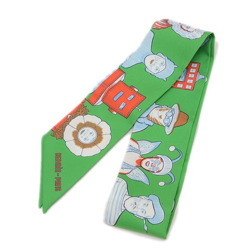 y721 Hermès Twilly Dress Code Sciarpa Seta Blu Rouge Vif 86cm Ottime Condizioni