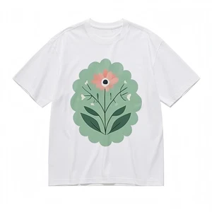 Women's Soft Breathable All Season Classic T-Shirt Floral With Green Frame Tee - Picture 1 of 6