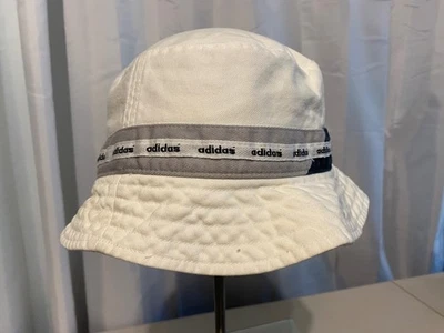 Adidas Large XL White Bucket Hat With Adidas Blue and Grey Band - Image 1 of 4