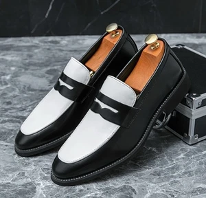 New Black & White Penny Loafers, Men’s Dress Shoes, US 8.5, Fast Shipping! - Picture 1 of 3
