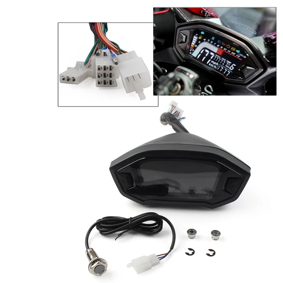 Universal Lcd Led Digital Motorcycle Odometer Speedometer Gauge 14000R/min Foto 1 de 4
