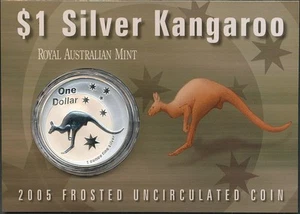 Australia: 2005 1oz .999 Silver $1 Kangaroo Frosted UNC - Imagen 1 de 1