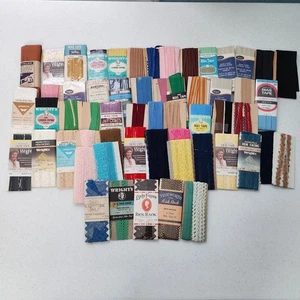 57 Stück Vintage Nähen Schrägband Zackenlitze Nahtbindung Quiltbindung viele neu - Bild 1 von 11