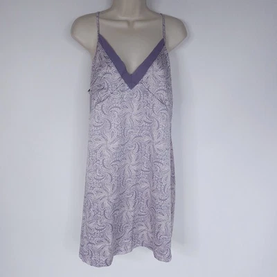 Maidenform Women Slip Dress Large Purple Paisley Babydoll Chemise Cami - Image 1 of 4