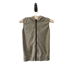 Peek boys Size 8 Medium Zip Up Hooded Sweatshirt Vest Army Green - Picture 1 of 4