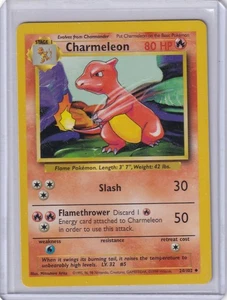 Pokemon Charmeleon Card 24/102 1995, 96, 98 Stage 1 With Card Protector - Picture 1 of 2