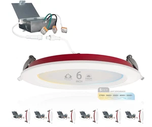 2 Hour Fire Rated Recessed Lighting 6 Inch Baffle Trim, 15W, Dimmable 1200LM, 2 - Picture 1 of 8