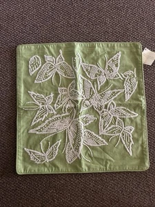 Pottery Barn Embroidered Butterfly Pillow Cover ~ Green 20" ~ NEW ~ S/O Already! - Picture 1 of 3