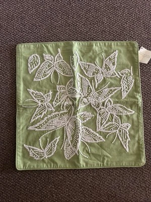 Pottery Barn Embroidered Butterfly Pillow Cover ~ Green 20" ~ NEW ~ S/O Already! - Image 1 of 3