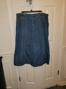 Dress Barn Maxi Length Denim Skirt Women's Sz 18 A Line Western Cowgirl - Picture 1 of 11