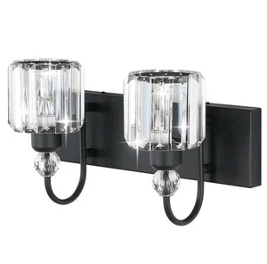 Black Vanity Light 2-Lights Modern Crystal Vanity Lights for Bathroom Matte Blac - Picture 1 of 7