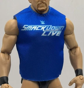 WWE Blue Smackdown Shirt Accessory Mattel Figure Clothing 1/12 A4 - Picture 1 of 1
