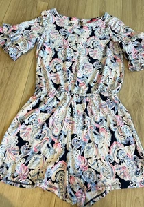 Lilly Pulitzer Romper Womens M Pink Blue White Seashell Beachy Stretchy Ruffles - Picture 1 of 7