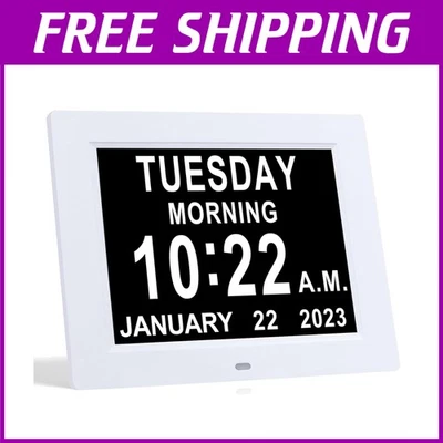 Auto-Dimming 8-Inch Digital Clock for Seniors – Medication & Appointment Alerts - Image 1 of 4