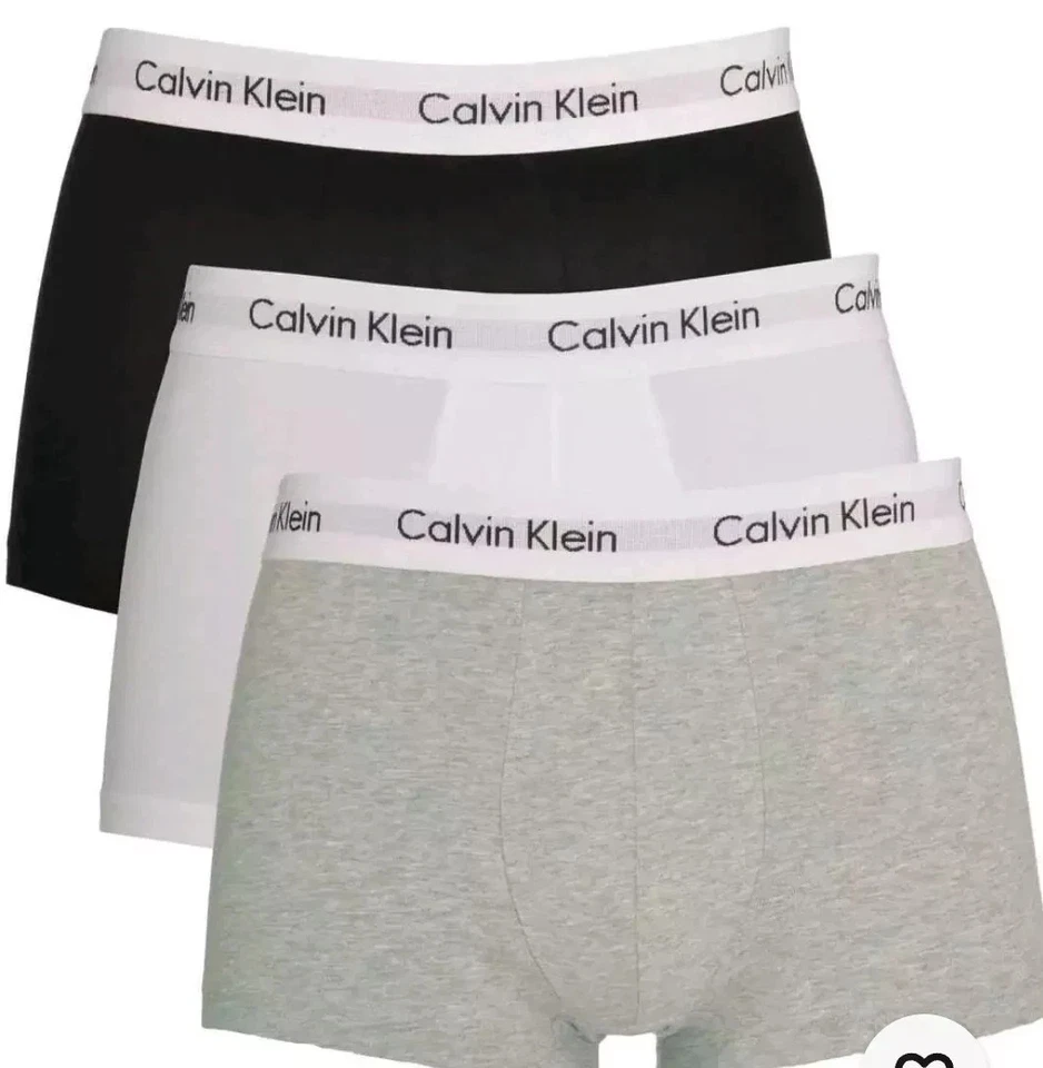 Men's CK, Calvin Klein Cotton Stretch Underwear Trunks Boxer Shorts 3 Pack