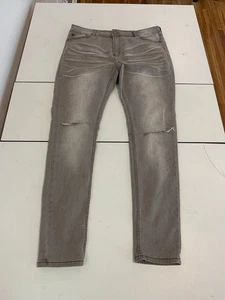Jeans Serenade 38x32 Gris Envejecido Ajustado Moderno Streetwear Denim Skater Grunge - Imagen 1 de 10