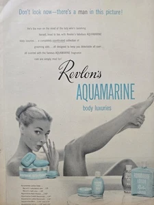1951 Mujer Piernas Bañera Revlon Aguamarina Loción Jabón en Polvo Anuncio De Colección - Imagen 1 de 1