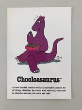 SAURUS GANG,CHOCLOSAURUS, BY CLIFF GALBRAITH, RARE AUTHENTIC 1989 POSTCARD