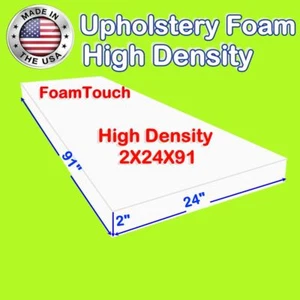 FoamTouch High Density Upholstery Foam Cushion 2" x 24" x 91" Custom Cut - Picture 1 of 1
