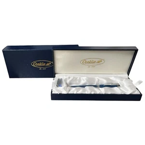 Conklin Herringbone Signature Fountain Pen in Sea Blue Chrome Trim CK71006 ST - Picture 1 of 11
