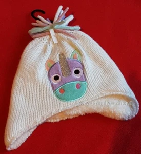 NEW M&Co baby girl cream UNICORN cosy trapper style winter hat Size S 0-6 months - Picture 1 of 6
