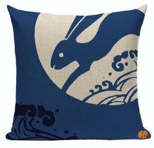Japanese Rabbit JP34 Cushion Pillow Cover Asian Bunny Animal Zodiac Nippon Art - Picture 1 of 5