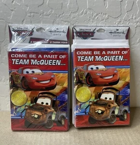 Set Of 2 Disney Pixar Cars 8 Party Invitation and Thank You Cards w/Envelopes - Picture 1 of 2