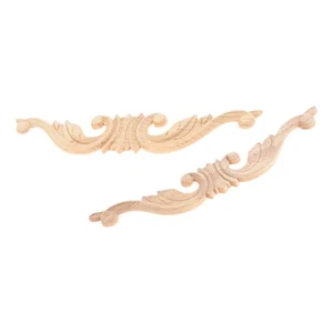 Wood Carved Long Onlay Applique Unpainted European Wood Applique For Cabinet - Picture 1 of 14