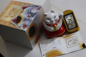 🧭 🇹🇻 TUVALU 1 DOLLAR 1918 LUCKY CAT 1 OZ SILVER BOX + COA B75 CG8UP - Imagen 1 de 12