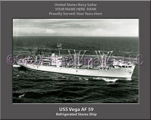 USS Vega AF 59 Personalized Canvas Ship Photo Print Navy Veteran Gift - Picture 1 of 1