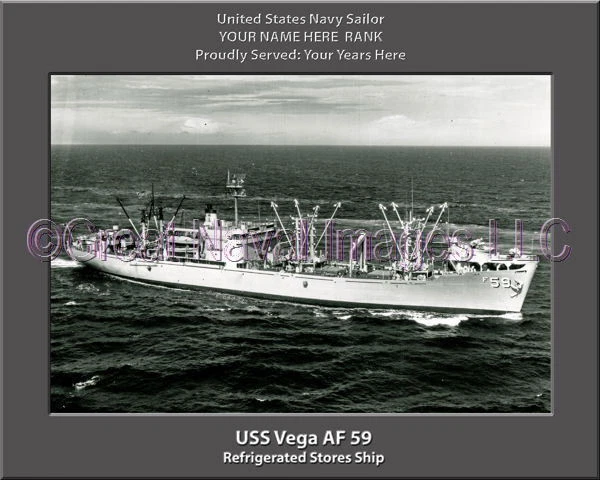 USS Vega AF 59 Personalized Canvas Ship Photo Print Navy Veteran Gift - Image 1 of 1