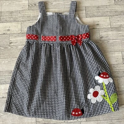 Emily Rose Girls Toddler Dress Sz 3T Sleeveless Checker Print Lady Bug On Flower - Image 1 of 4