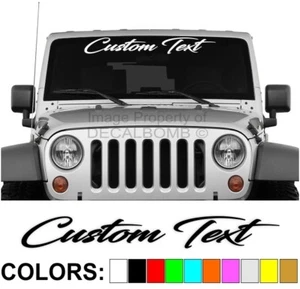 Custom Text Script Vertical Side Windshield Decal 32x4 Vinyl Truck Turbo Diesel - Imagen 1 de 2