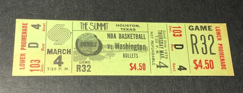 Houston Rockets - Washington Bullets March 4 1976 Bing Hayes Unfield Murphy D4 Cover