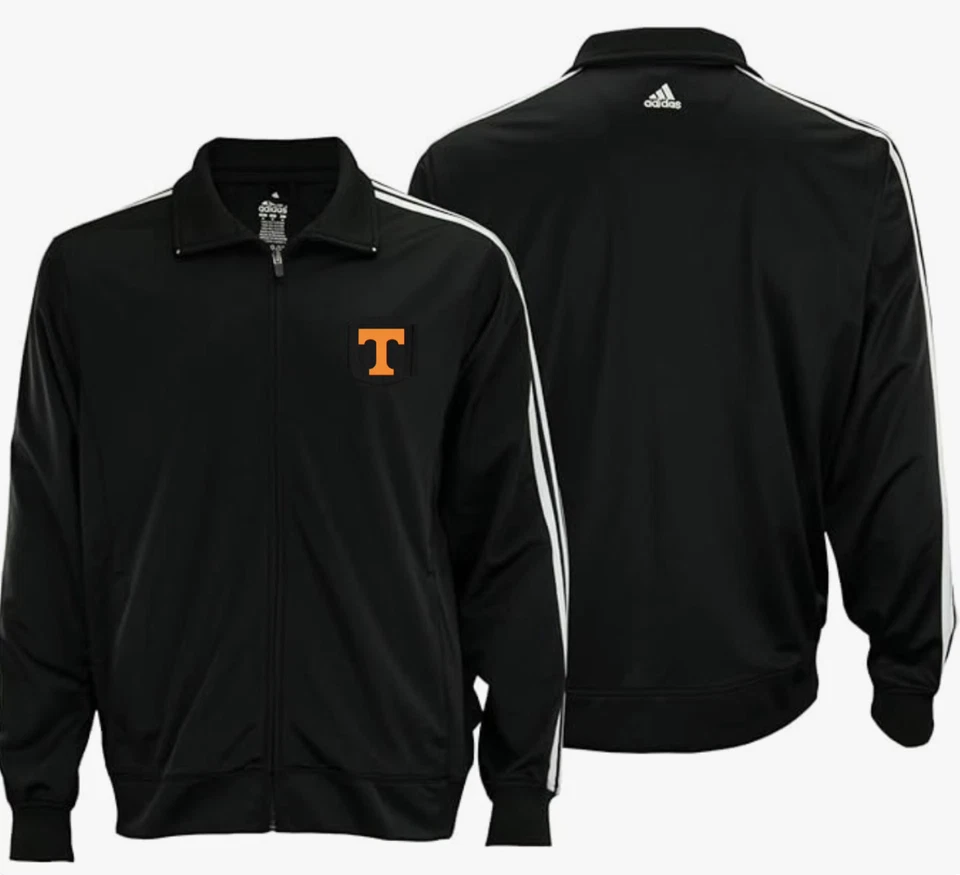 Chaqueta de pista Adidas para hombre Tennessee Volunteers 3 rayas, negra Foto 1 de 1