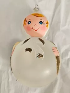 Vintage Italian Blown Glass Christmas Ornament -De Carlini ? -Angel -Clear Round - Picture 1 of 14