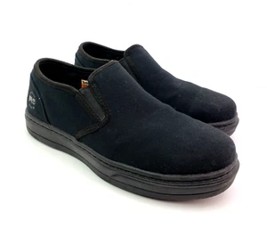 Timberland Pro Mens Size 7.5 Black Slip On Steel Toe Safety Work Sneaker Shoes - Picture 1 of 11