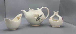 3 Eva Zeisel Caprice Hallcraft Hall China TeaPot, Candlestick, and Sauce Bowl - Picture 1 of 24