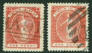 SG 32-33 Isole Vergini 1887-90. 1d rosso e 1d rosa-rosso. Usato molto bene - Foto 1 di 1