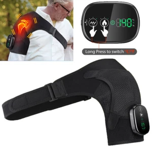 Heated Shoulder Wrap with Massage Vibration Cordless Shoulder Heating Pad Brace - Picture 1 of 22