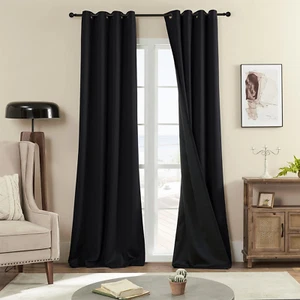 100% Blackout Curtains, 96 Inches 2 Panel Sets, Heat and Full Light Blocking - Picture 1 of 8