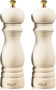 Salt and Pepper Grinder Wooden Pepper Mill Grinder White Salt Pepper Shakers Set - Picture 1 of 7