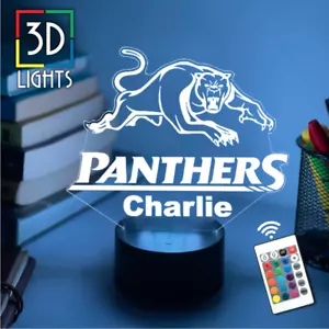 LUZ NOCTURNA 3D personalizada NRL Panthers | Regalo Footy | Lámpara de escritorio | Regalo NRL - Imagen 1 de 9