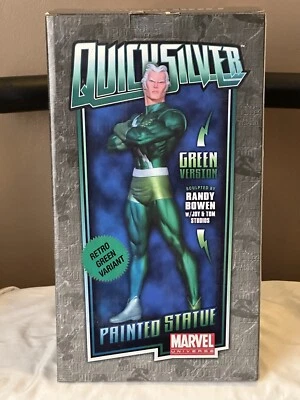 Estatua retro variante verde Quicksilver #103/800 Bowen Designs Marvel Comics Foto 1 de 4